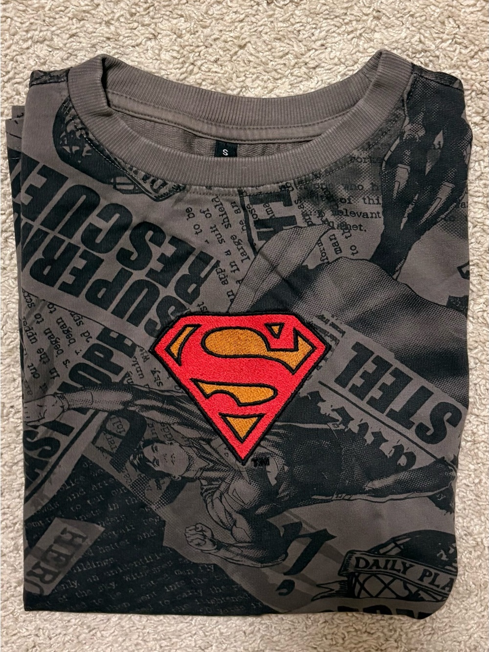 Gray Short Sleeve Superman Logo Graphic Tee